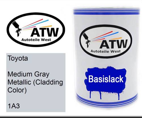 Toyota, Medium Gray Metallic (Cladding Color), 1A3: 500ml Lackdose, von ATW Autoteile West.